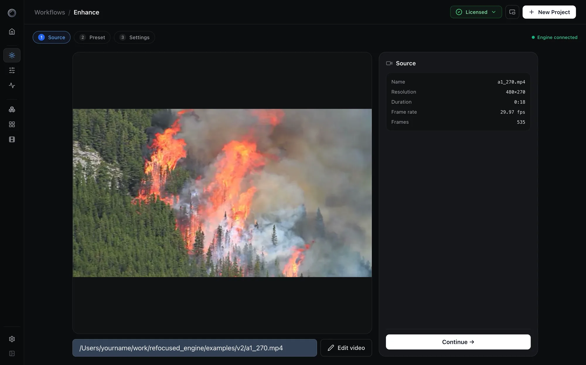 Enhance source step with a loaded video and its specs